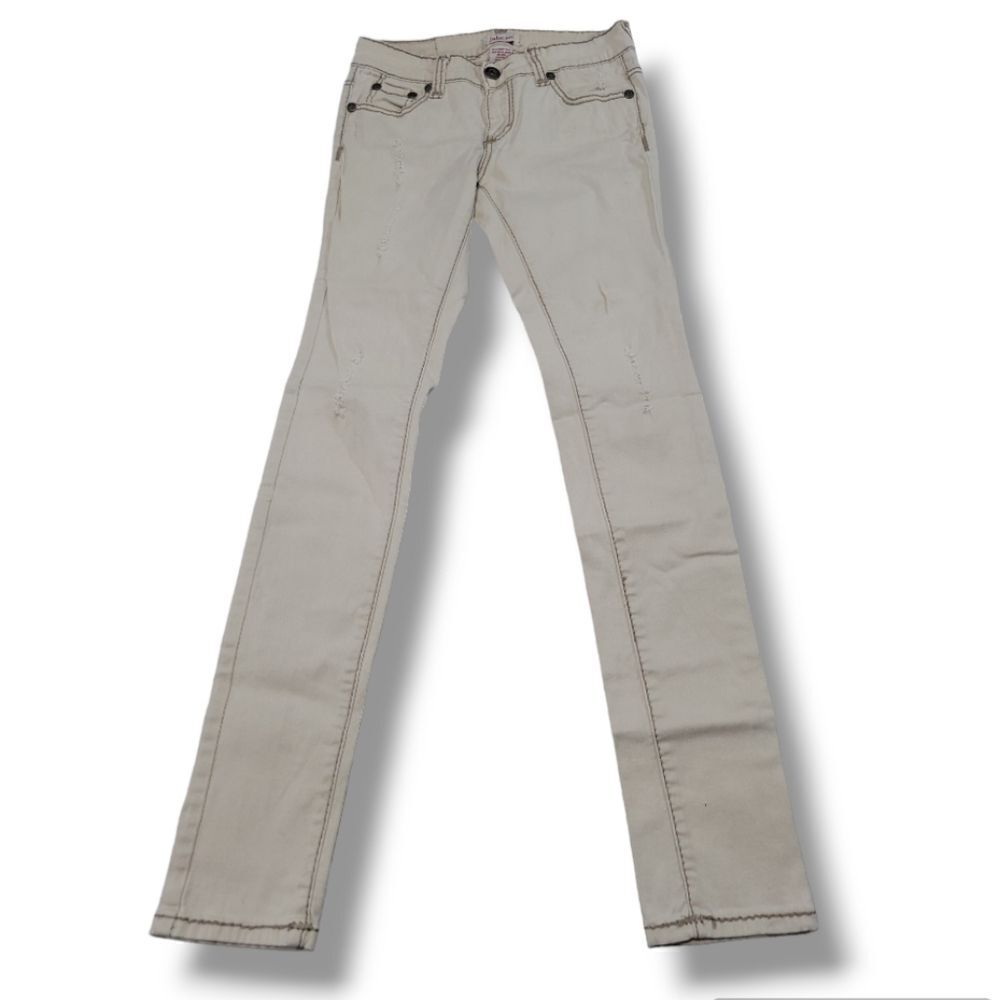 Jake Jeans Size 5 26"x31" Bella Skinny Pant With Heavy Stitch Distressed Stretch